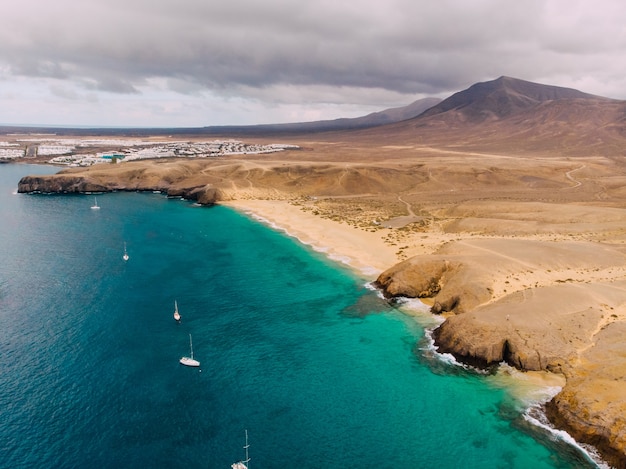 Playa Papagayo Strand auf Lanzarote Luftbild