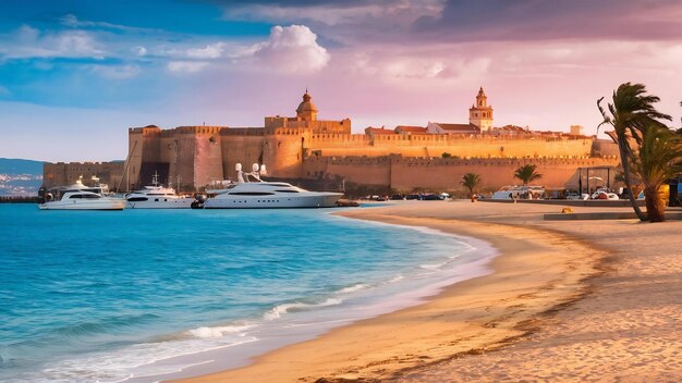 La playa de la pared de Puerto Sherry