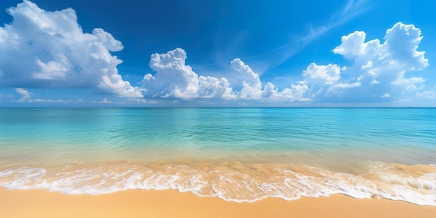 una playa con una playa y el océano en el fondo