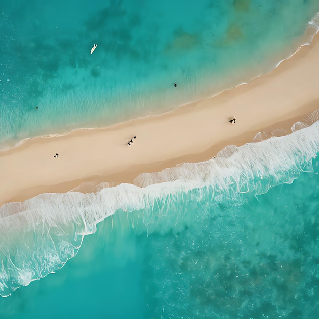 Foto una playa con unas pocas personas en la arena y una playa en el agua