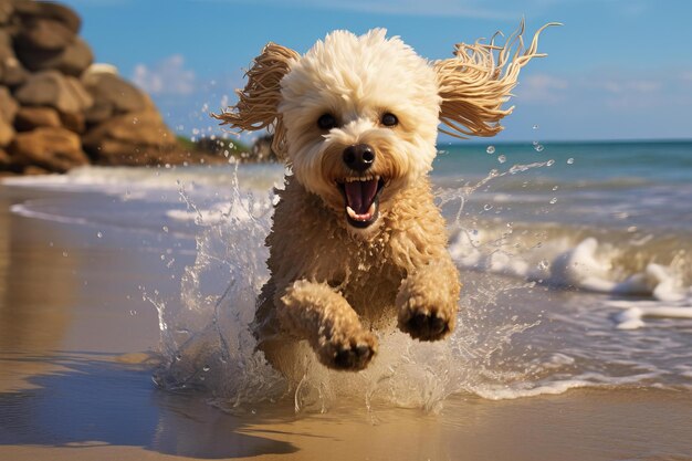 Foto la playa de poodle run genera ai