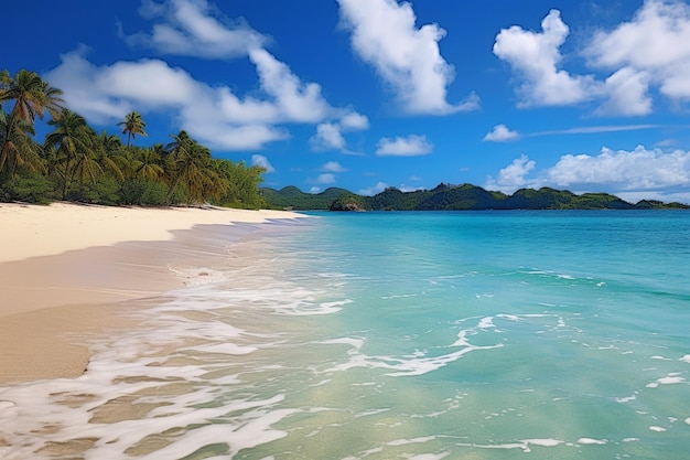 Playa prístina con aguas turquesas y arena blanca