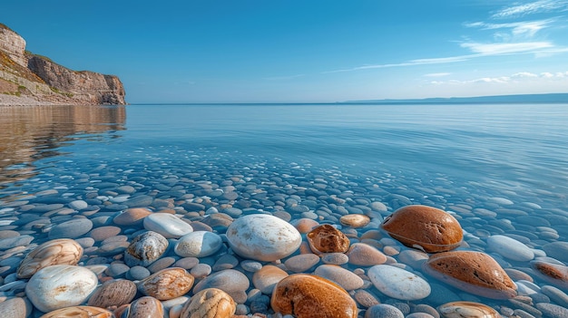 Playa con rocas, agua y acantilados