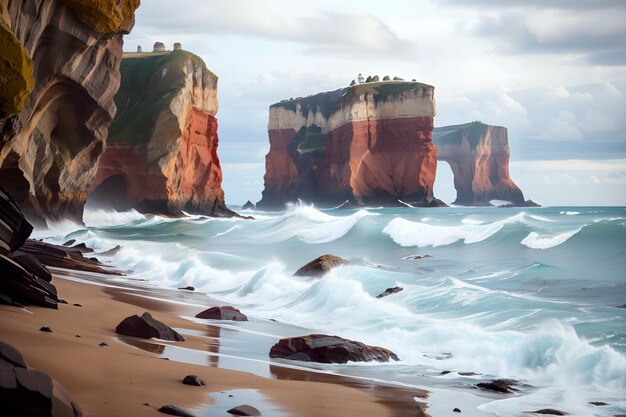 una playa rocosa con olas que chocan contra las rocas