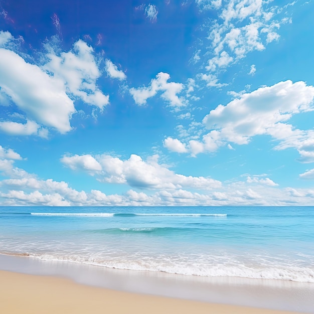 Foto una playa soleada en aguas azules cálidas