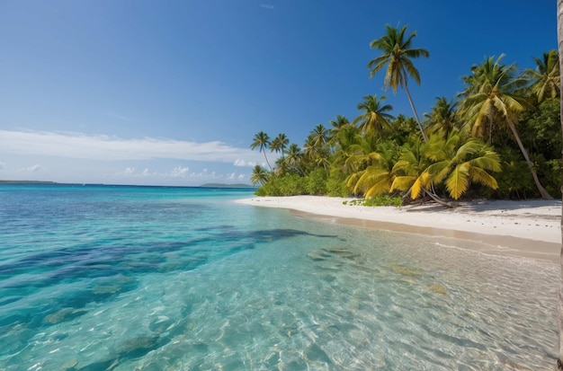 Playa tropical con aguas claras y turquesas