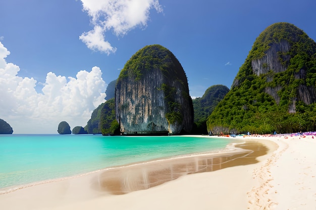 Playa tropical de la bahía Maya, Tailandia