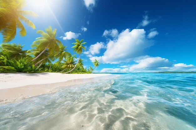 La playa tropical con la brisa del océano