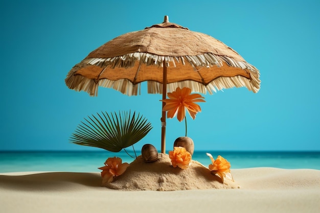 Playa tropical con elementos de fruta de coco Generativo Ai