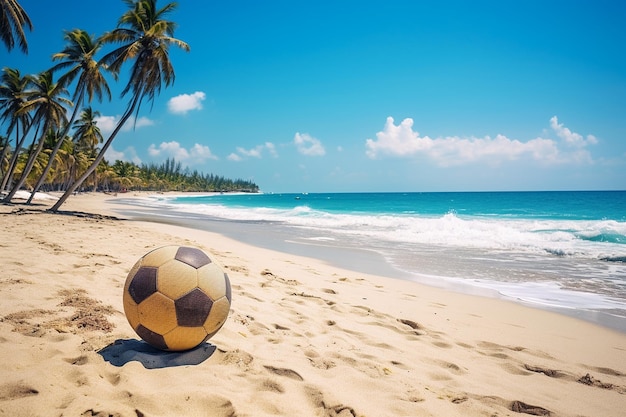 Playa tropical con fútbol de playa