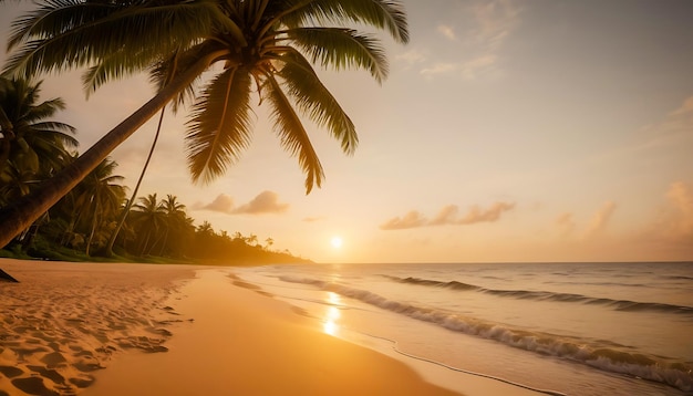 playa tropical mar y océano con hermoso árbol de coco