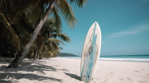 Playa tropical con paddleboard