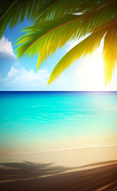 Playa tropical con una palmera