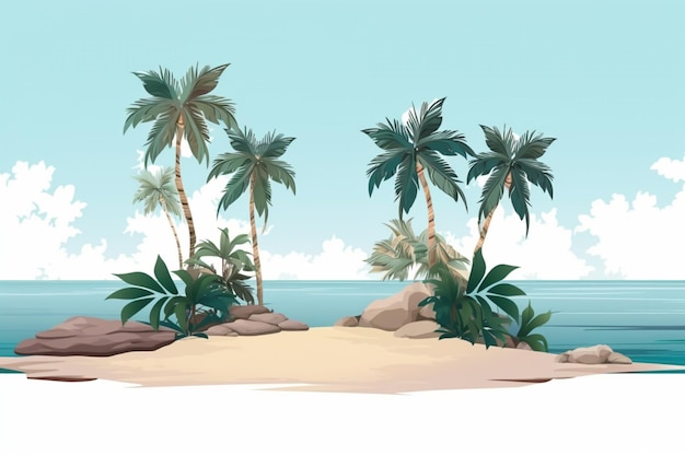 Playa tropical con palmeras al fondo