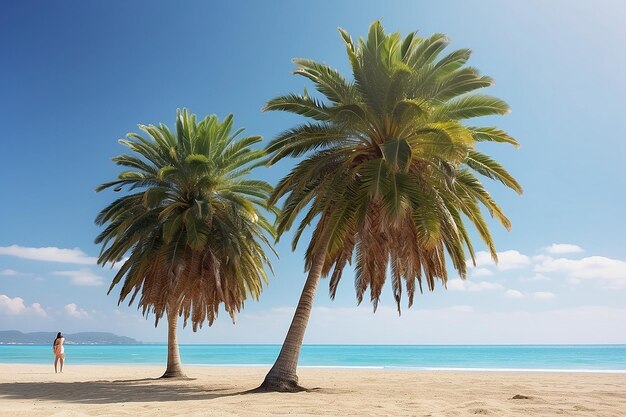 playa tropical con palmeras de coco