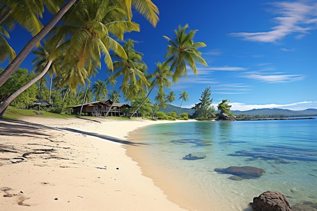 La playa tropical con las tortugas marinas liberadas