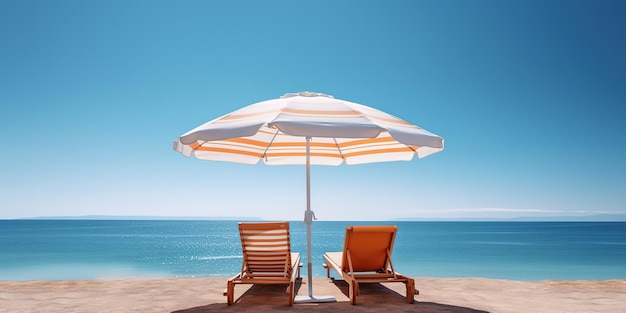 playa de verano en un día soleado con cielo azul y océano azul