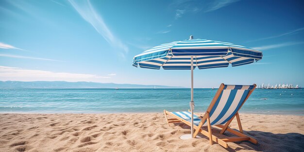 playa de verano en un día soleado con cielo azul y océano azul