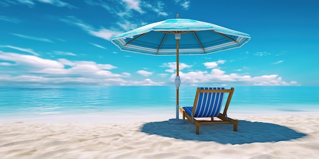 playa de verano en un día soleado con cielo azul y océano azul