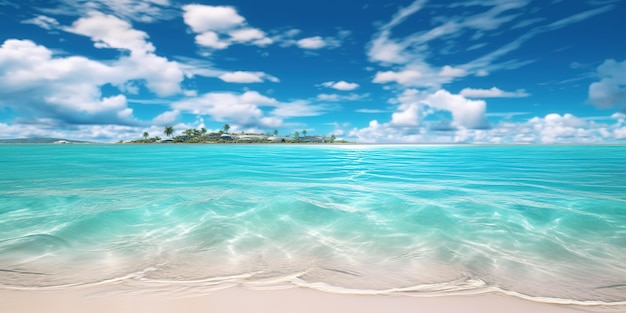 playa de verano en un día soleado con cielo azul y océano azul