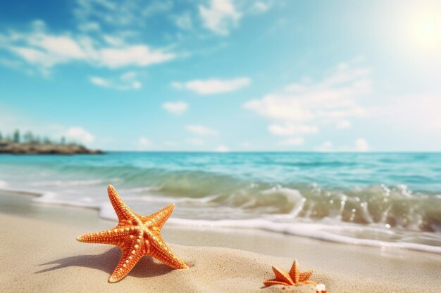 Playa de verano junto al mar con estrellas de mar