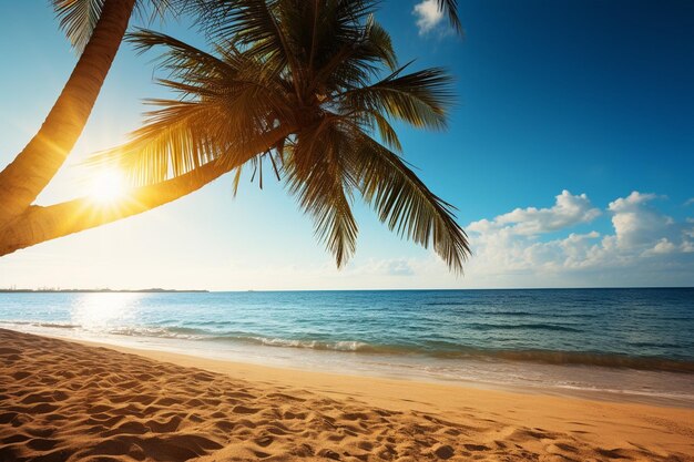 Foto playa de verano soleada con palmeras