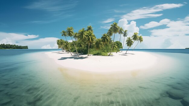 Playas de arena con franjas verdes en un oasis de isla remota Generada por IA