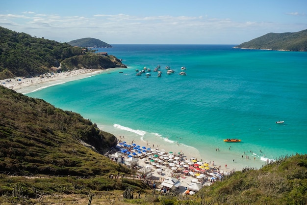 playas paradisíacas de Atalaia en Arraial do Cabo, costa de Río de Janeiro, Brasil. Vista aérea