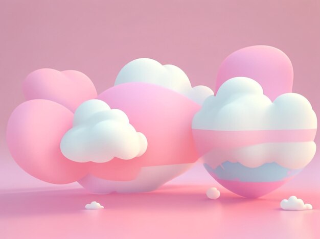 Playful Skies Representación 3D de formas de nubes de dibujos animados en varias formas