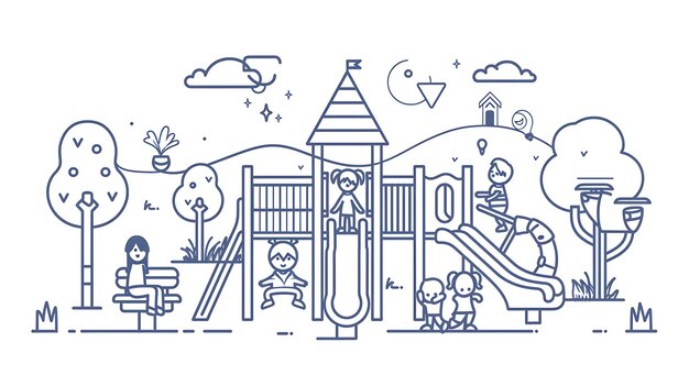 Foto a playground is a place where children can play and have fun it is usually equipped with a variety of such as swings slides and jungle gyms