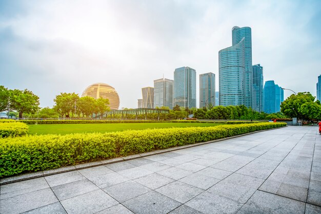 Plaza del distrito financiero de Hangzhou y rascacielos