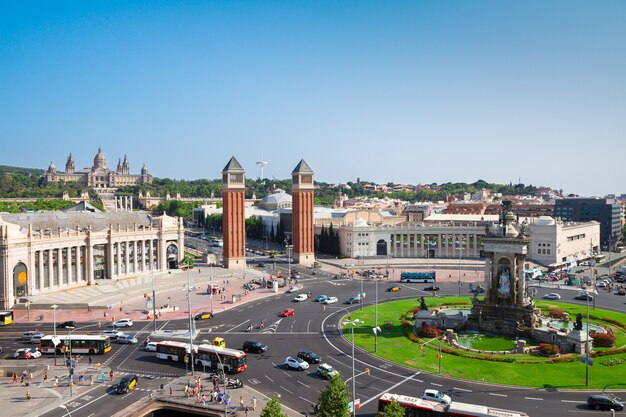 Plaza de España en el día de verano, Barcelona, España