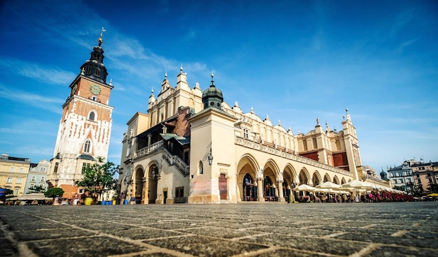 Plaza del mercado central en Cracovia, Polonia.