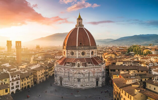 Foto plaza de la signoria en florencia al amanecer en italia