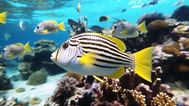 Plectorhinchus vittatus o oceano Índico amarelo