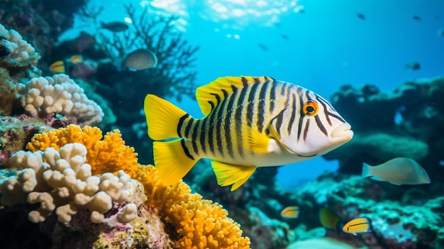 Plectorhinchus vittatus el océano Índico amarillo