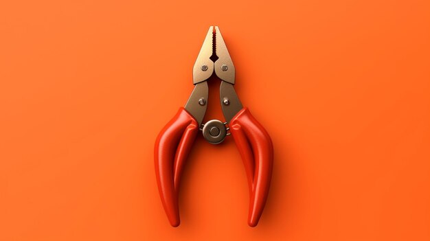 Foto pliers rojos minimalistas en un fondo naranja brillante generativo de ia