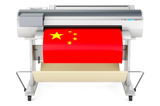 Plotador de impressora de grande formato com renderização 3D de bandeira chinesa