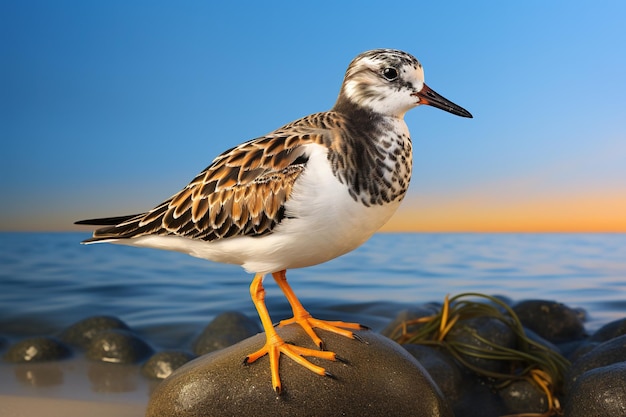 El plover de vientre negro se alimenta en la orilla del mar