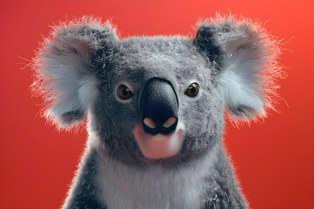 Plüsch-Koala-Spielzeug, gefasst in einem humorvollen Moment mit Studio-Perfektion