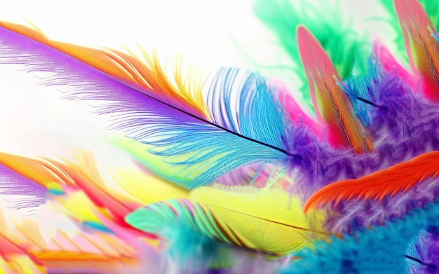 Foto una pluma de colores con la palabra plumas en ella