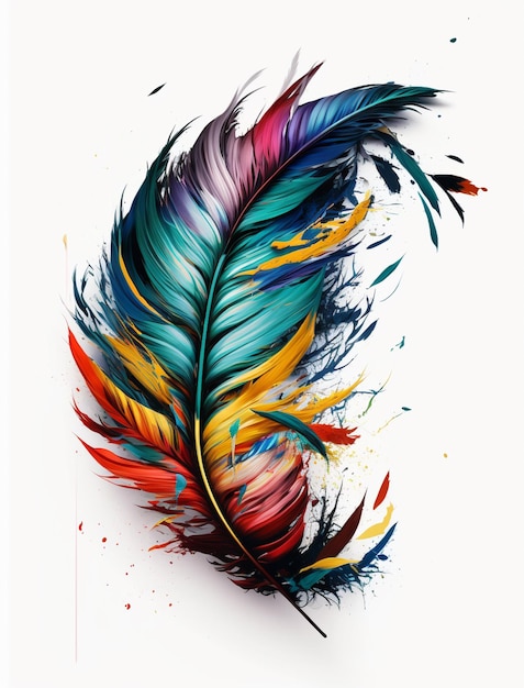 Una pluma de colores con la palabra plumas en ella