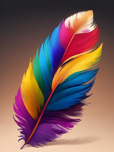 Una pluma colorida está pintada con diferentes colores.