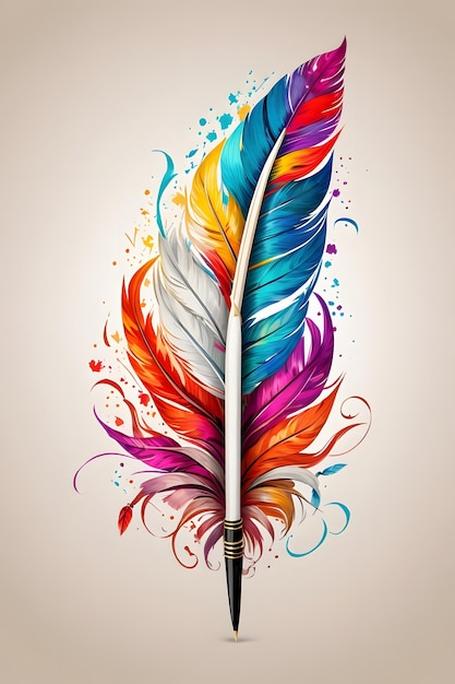 Pluma colorida generada por ai