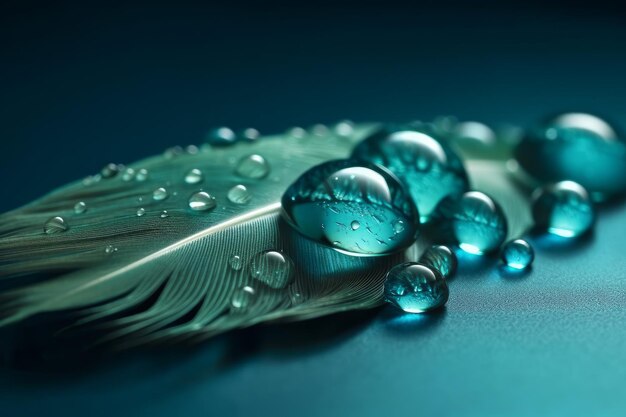 Una pluma con gotas de agua y la palabra lluvia.