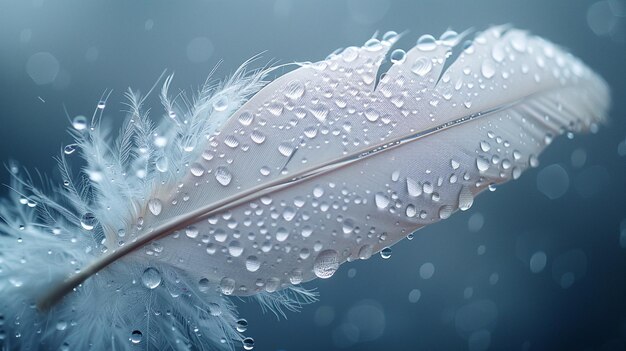 Pluma con gotas de agua