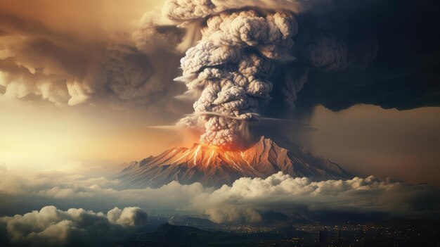 pluma nuvem de cinzas vulcânicas ilustração explosão paisagem natureza eyjafjallajokull geleira pluma explosiva nuvem de cenizas vulcânicos 54