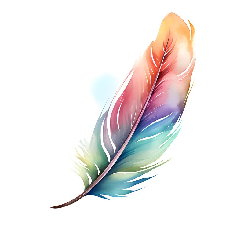 Pluma de pájaro de estilo acuarela