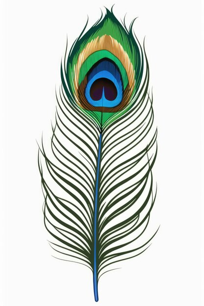 Foto pluma de pavo real sobre fondo blanco ilustración elegante