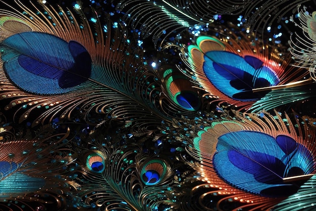 Foto la pluma de pavo realza la belleza de los intrincados patrones fractales